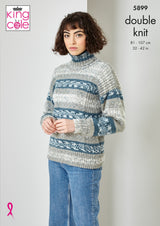 King Cole 5899 Cardigan, Sweater, Scarf and Hat in Fjord DK Leaflet