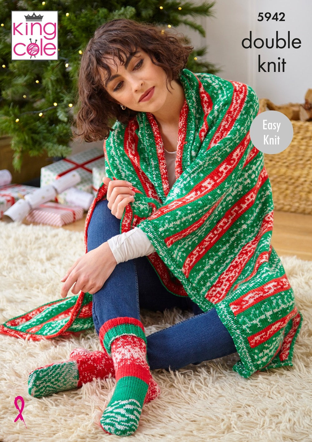 King Cole 5942 Blanket, Socks, Stocking and Hot Water Bottle Cover in Fjord DK Leaflet