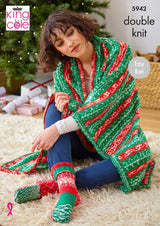 King Cole 5942 Blanket, Socks, Stocking and Hot Water Bottle Cover in Fjord DK Leaflet