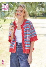 King Cole 6593 Cardigan and Sweater in Flair Solo Chunky Leaflet