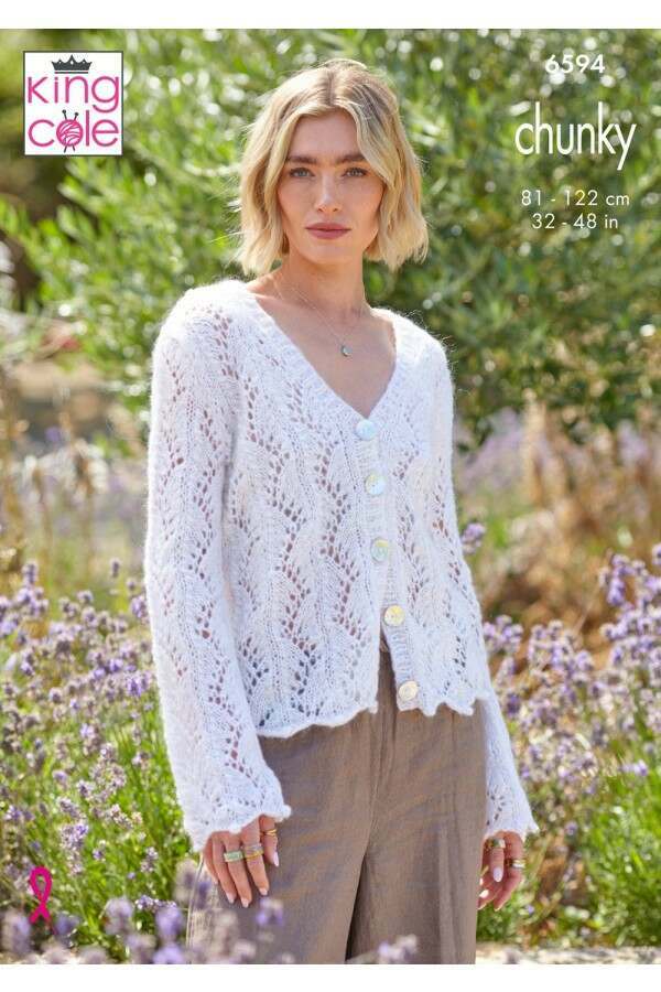 King Cole 6594 Cardigan and Tank Top in Flair Solo Chunky Leaflet