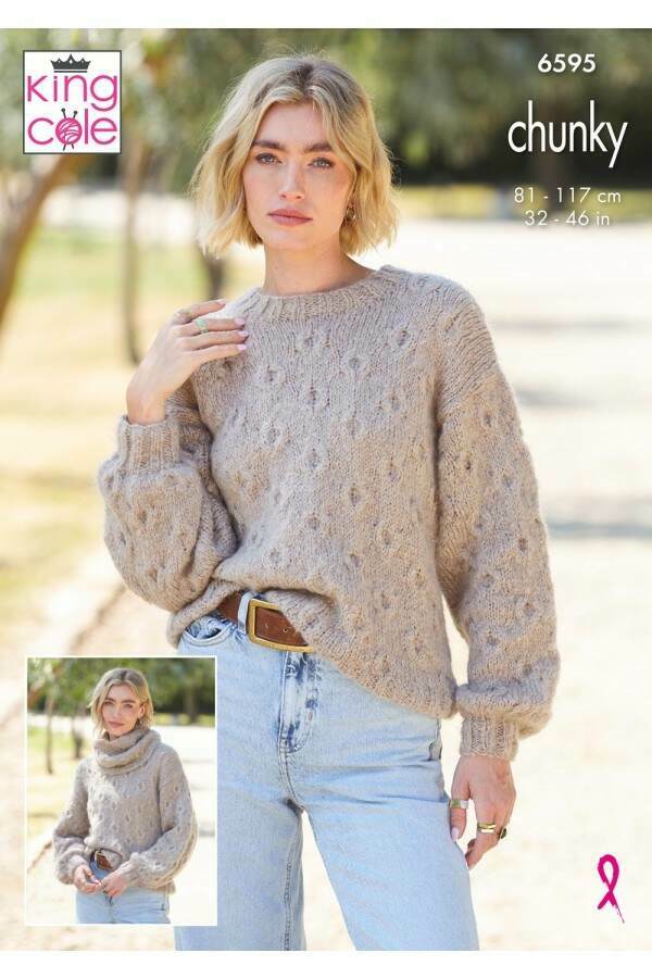 King Cole 6595 Tank Top, Sweater and Cowls in Flair Solo Chunky Leaflet