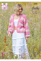 King Cole 6597 Sweater and Cardigan in Flair Solo Chunky Leaflet