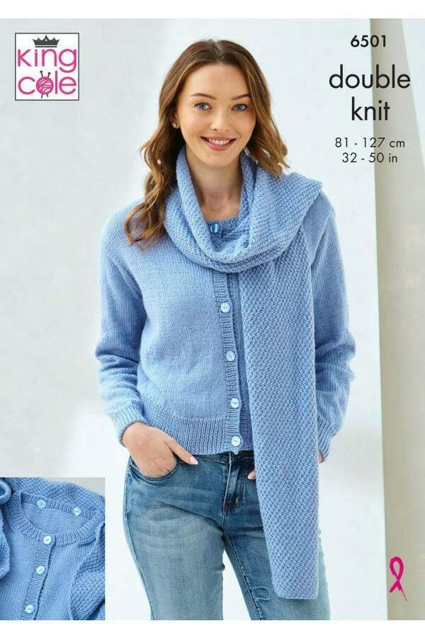 King Cole 6501 Cardigan, Scarf, Sweater and Cowl in Orchard DK Leaflet