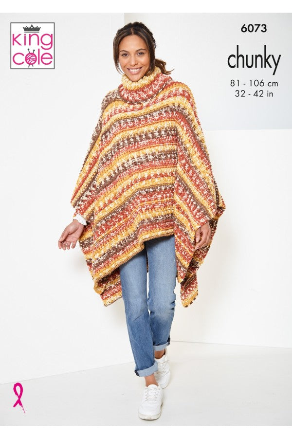 King Cole 6073 Cardigan and Poncho in Nordic Chunky Leaflet