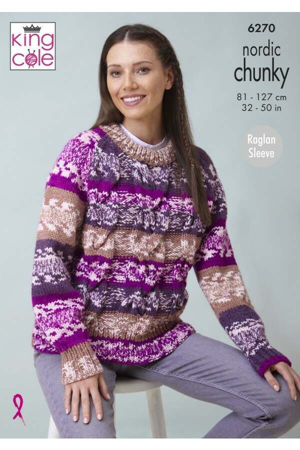King Cole 6270 Cable Sweaters in Nordic Chunky Leaflet
