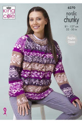 King Cole 6270 Cable Sweaters in Nordic Chunky Leaflet