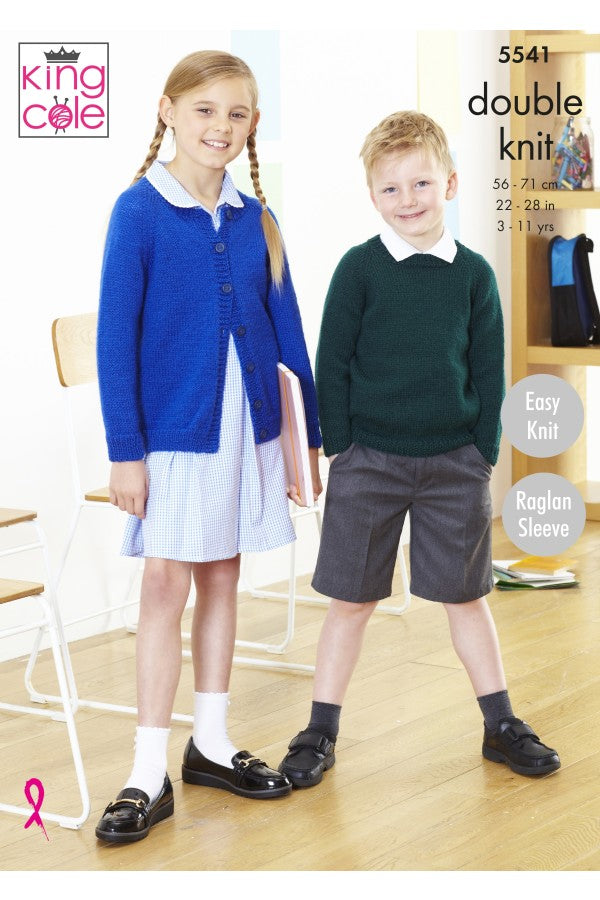 King Cole 5541 V and Round Neck Cardigans and Sweaters in Pricewise DK Leaflet