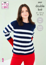 King Cole 5937 Easy Knit Sweater and Cardigan in Pricewise DK Leaflet
