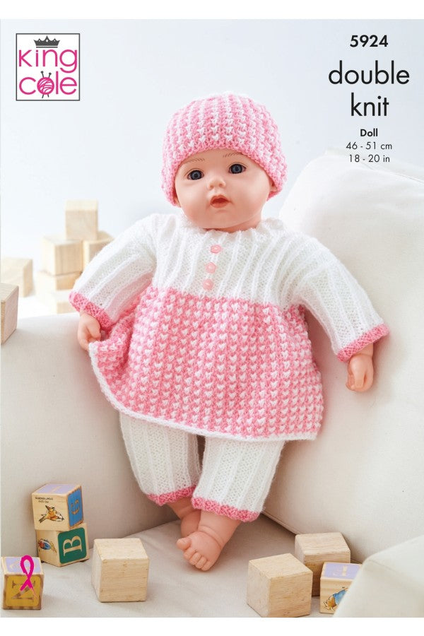 King Cole 5924 Dolls Clothes in Pricewise DK Leaflet