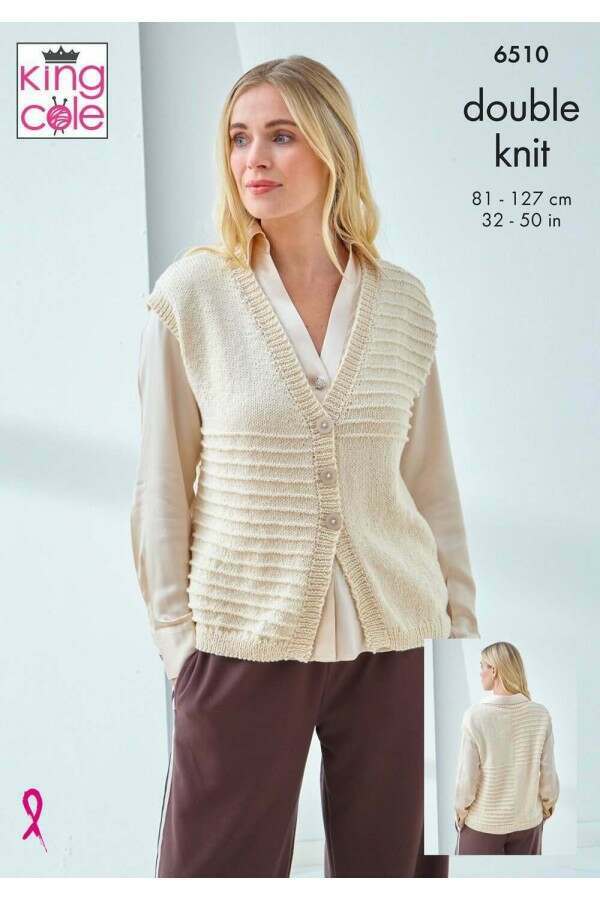 King Cole 6510 Slipover and Waistcoat Simple Demin DK Leaflet