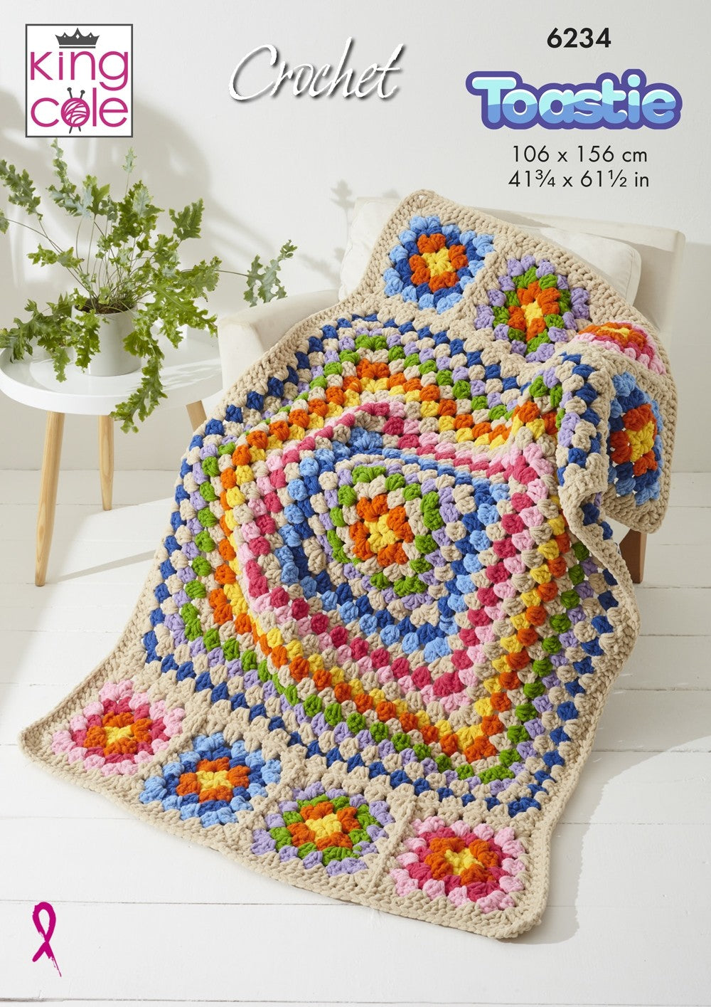 King Cole 6234 Crochet Blankets in Toastie Leaflet