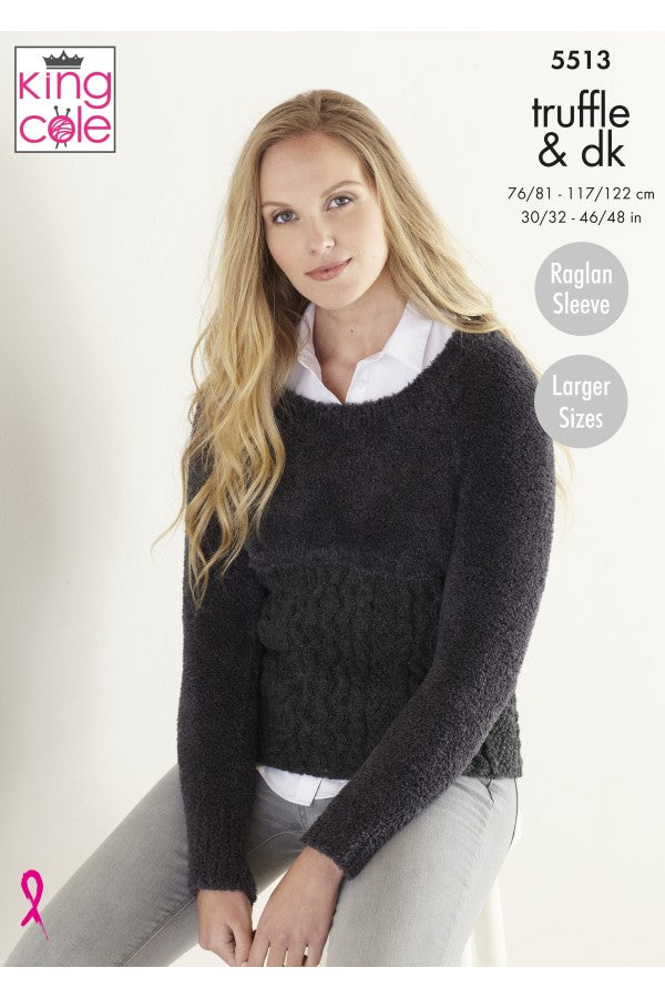 King Cole 5513 Sweater and Cardigan in Truffle and Merino DK Leaflet