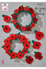 King Cole P1111 Poppies in Itsy Bitsy Cotton DK, Fashion Aran or Yummy Leaflet