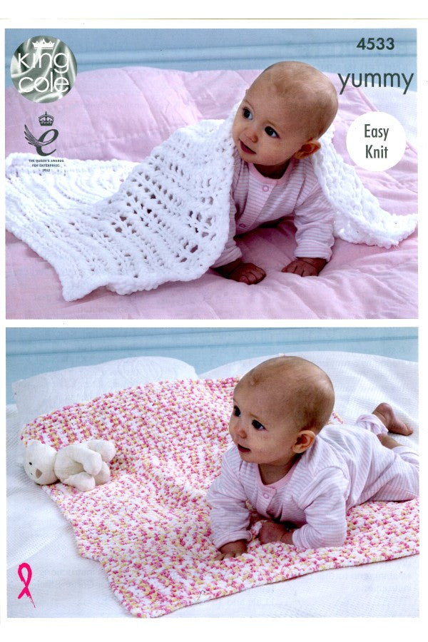King Cole 4533 Blankets in Yummy Chunky Leaflet