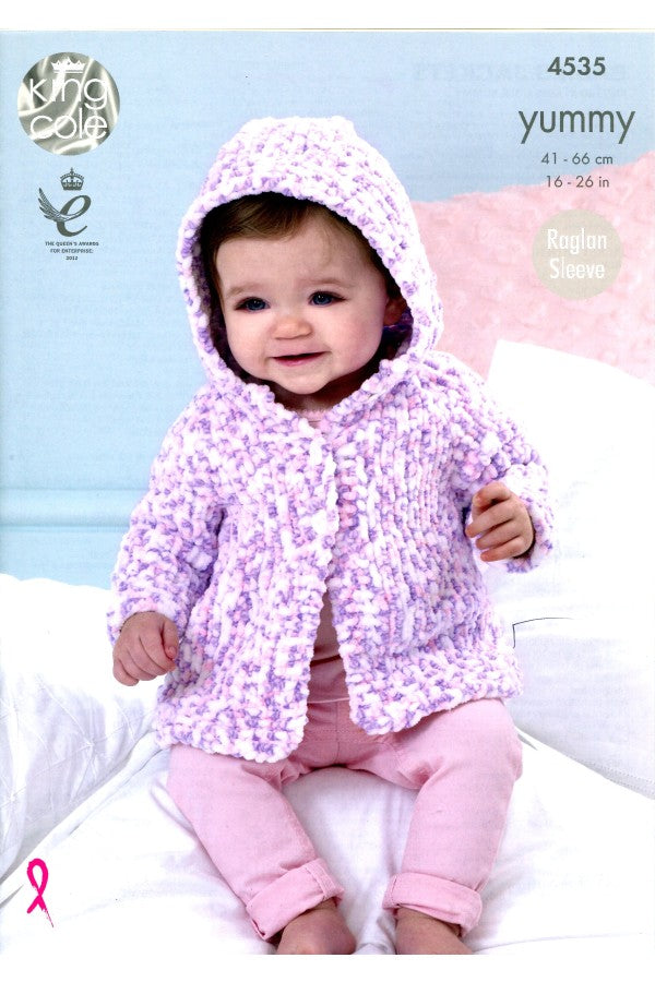 King Cole 4535 Babies Jackets in Yummy Chunky Leaflet