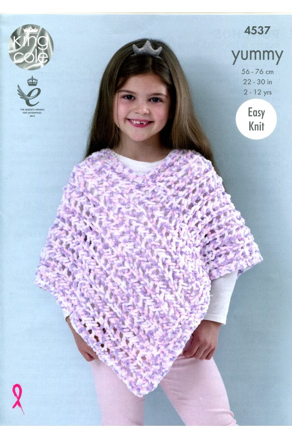 King Cole 4537 Ponchos in Yummy Chunky Leaflet