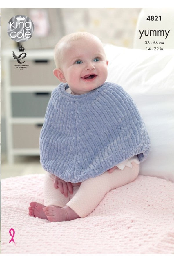 King Cole 4821 Poncho and Blanket in Yummy Leaflet
