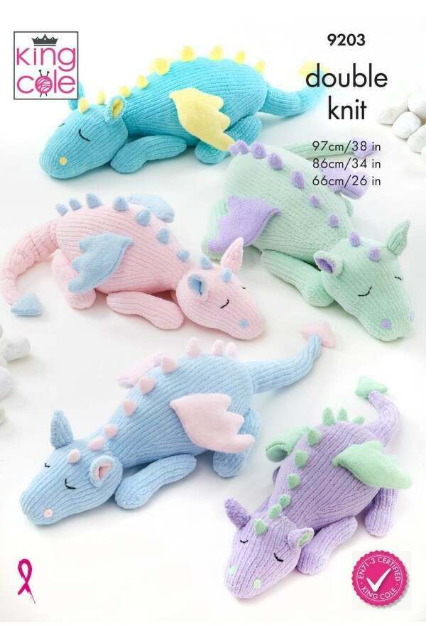 King Cole 9203 Sleeping Dragons in Yummy and Big Value Baby DK 50g Leaflet