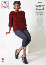 King Cole 6316 Sweater and Cardigan in Yummy Tweed leaflet