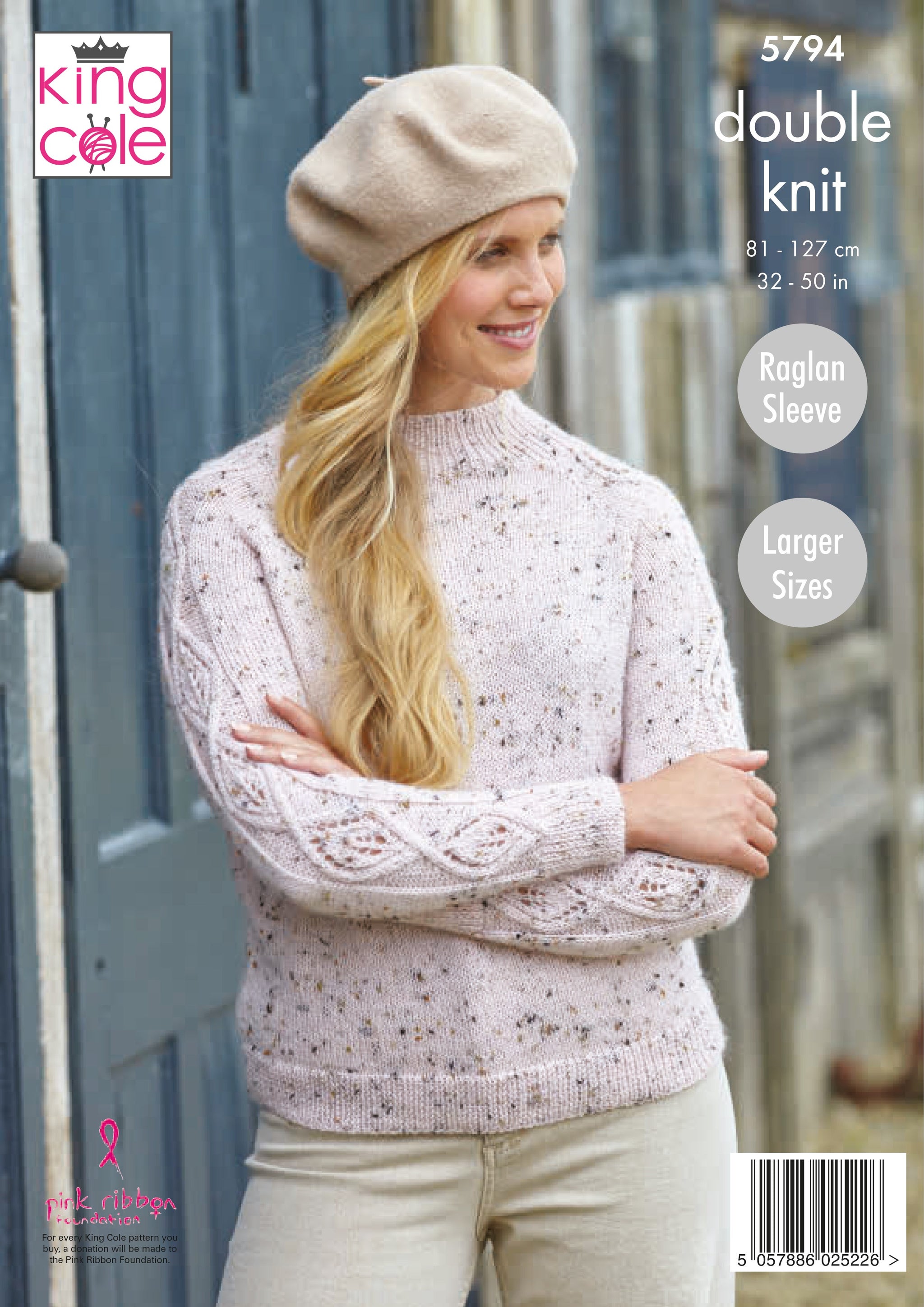 King Cole 5794 Ladies Round and Stand Up Neck Sweaters in Homespun DK Pattern