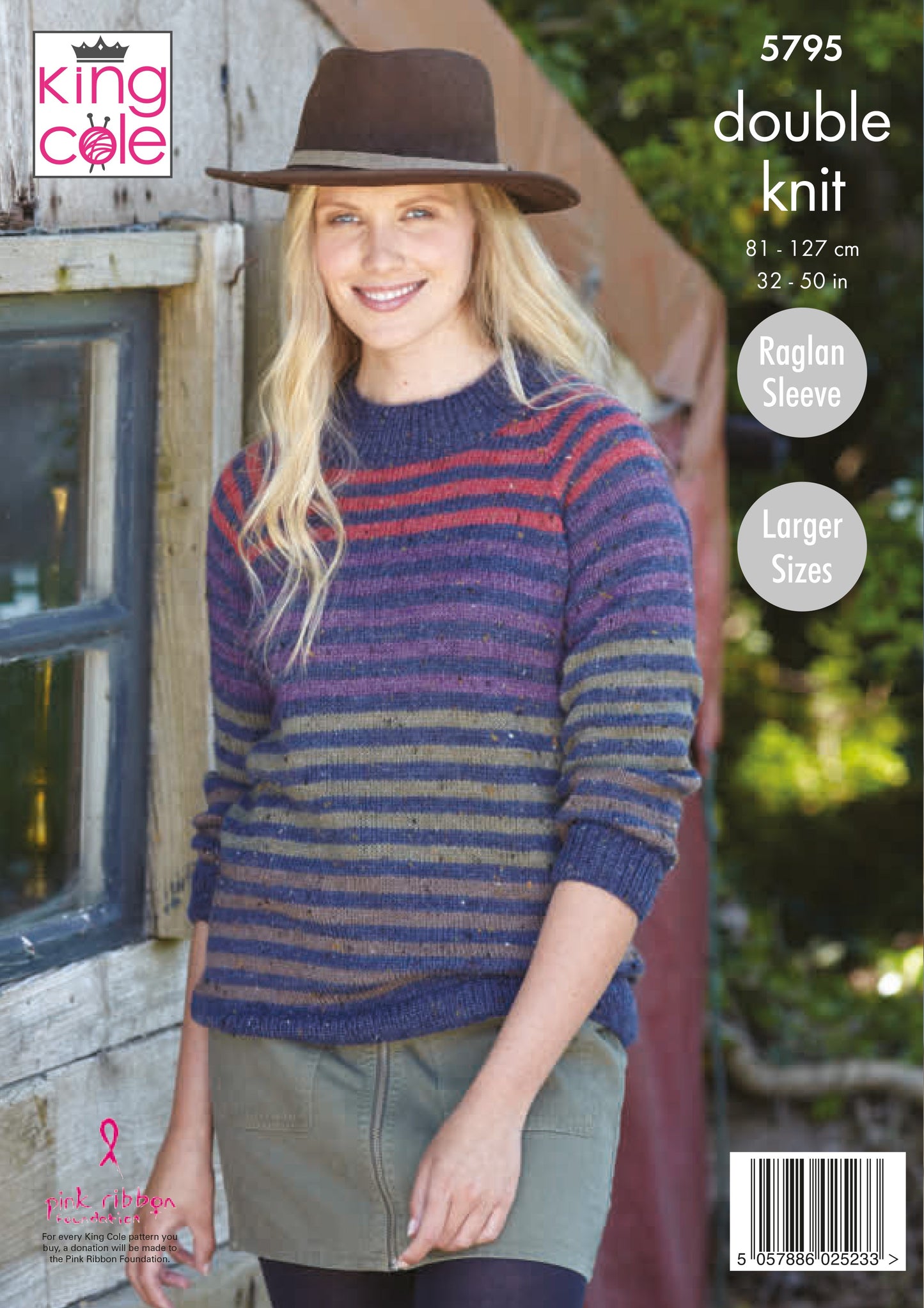 King Cole 5795 Ladies Round and High Neck Sweaters in Homespun DK Leaflet