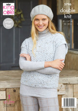 King Cole 5796 Ladies Round and V Neck Tanks in Homespun DK Leaflet
