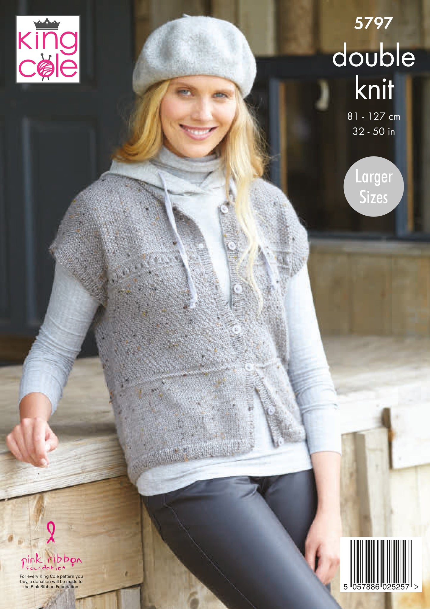 King Cole 5797 Ladies Round Neck Cardigan and Waistcoat in Homespun DK Pattern