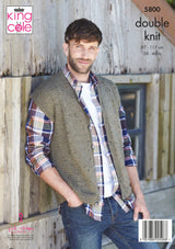 King Cole 5800 Mens Waistcoat and Tank in Homespun DK Leaflet