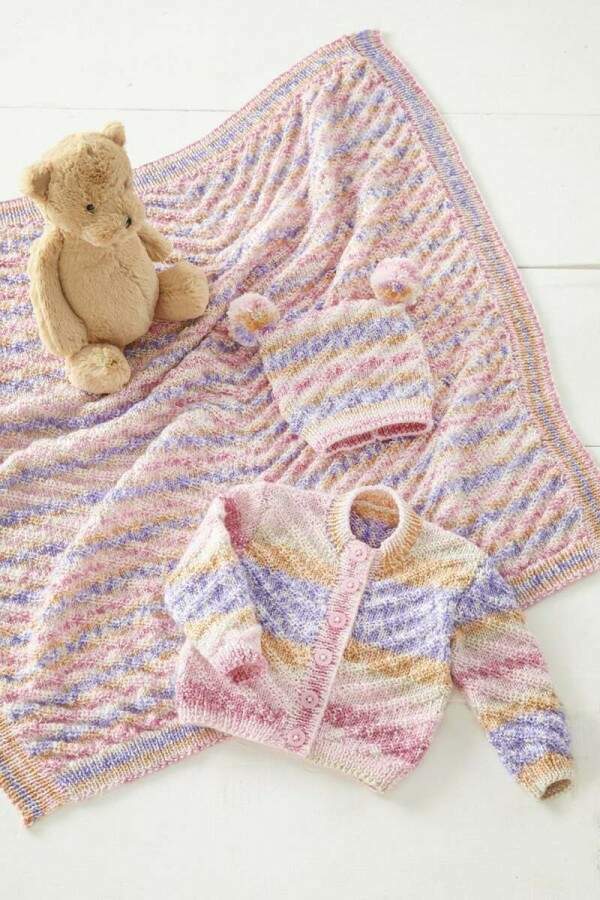 King Cole 6459 Jacket, Hat and Blanket in Fjord Baby DK Leaflet