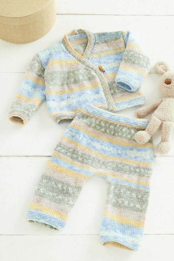 King Cole 6460 Cardigan and Trousers in Fjord Baby DK leaflet