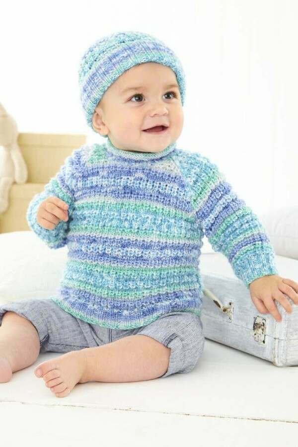 King Cole 6461 Sweater, Cardigan and Hat in Fjord Baby DK leaflet