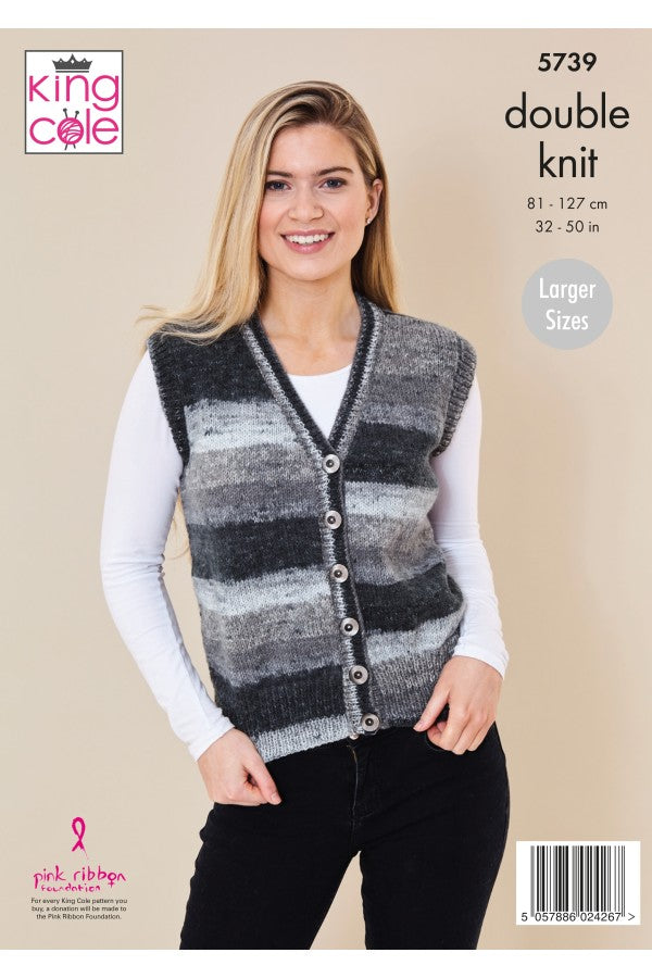 King Cole 5739 Ladies Cardigan & Waistcoat in Bramble DK Leafet