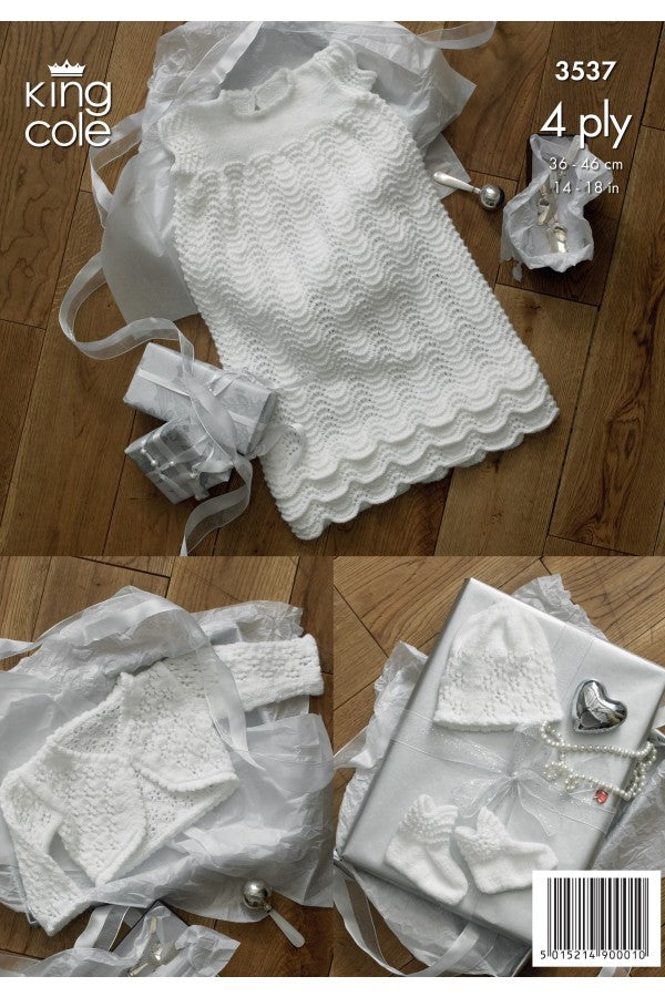King Cole 3537 Dress, Bolero, Bootees and Hat in Comfort 4 Ply Leaflet