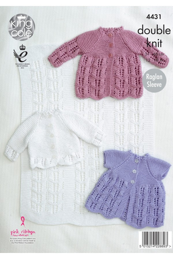King Cole 4431 Matinee Coat, Cardigan and Blanket in Cottonsoft DK Leaflet