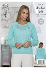 King Cole 4518 Ladies Long and Short Sleeve Sweaters in Cottonsoft DK Leaflet