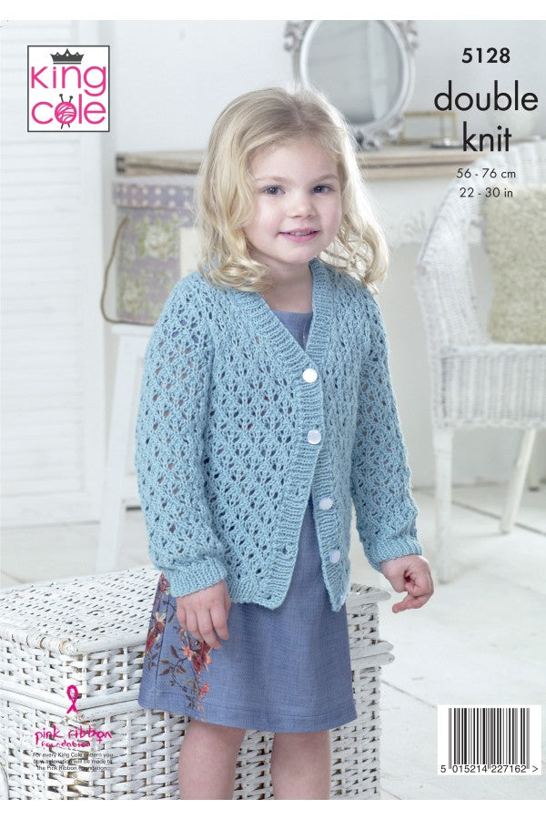 King Cole 5128 V & Round Neck Cardigans in Cottonsoft DK Leaflet