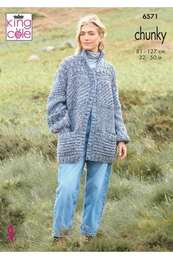 King Cole 6571 Jackets in Dalesway Moors Chunky Leaflet