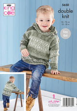 King Cole 5650 Sweater and Hoodie in Fjord DK Leaflet