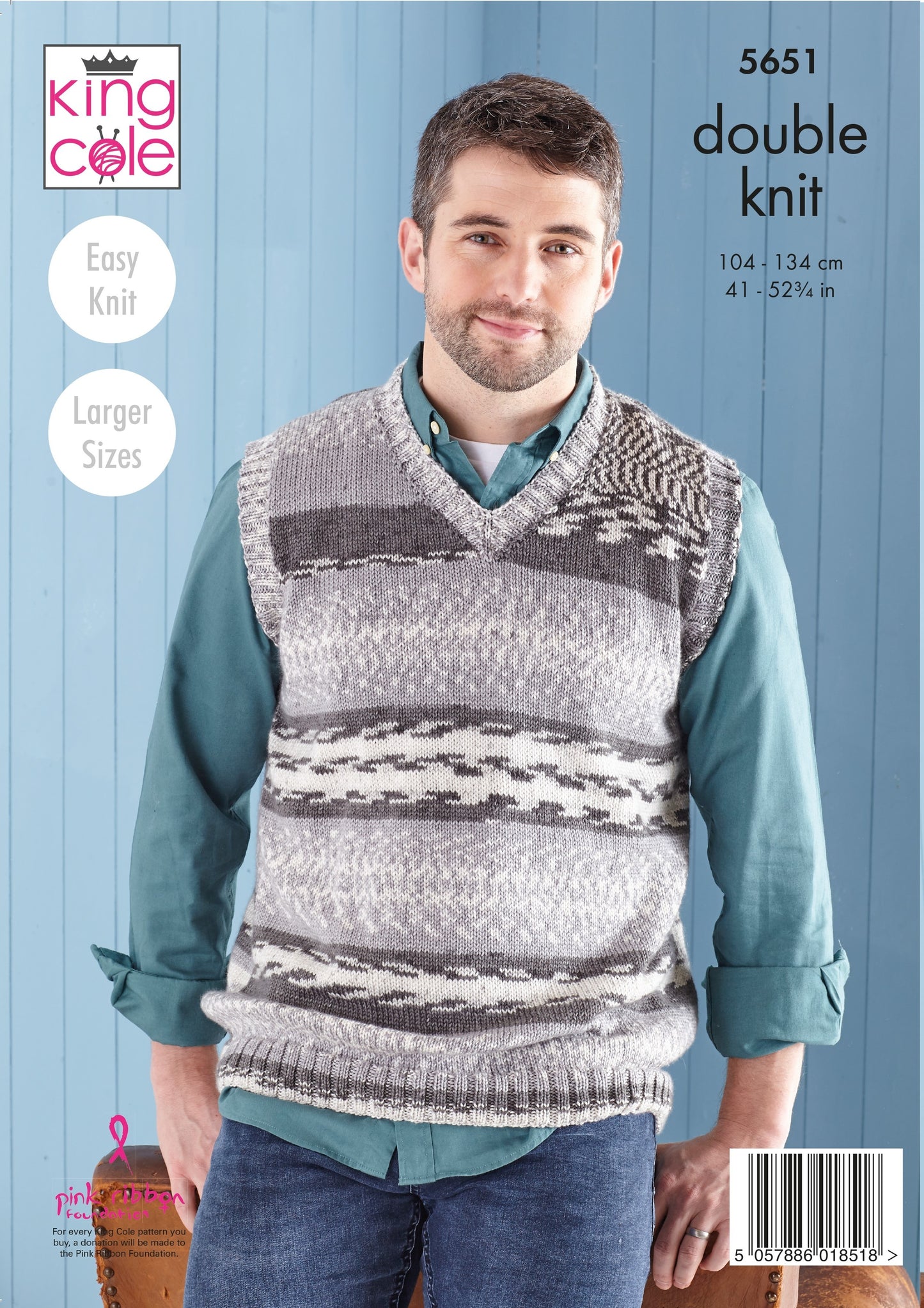 King Cole 5651 Men Sweater and Tank Top in Fjord DK Leaflet