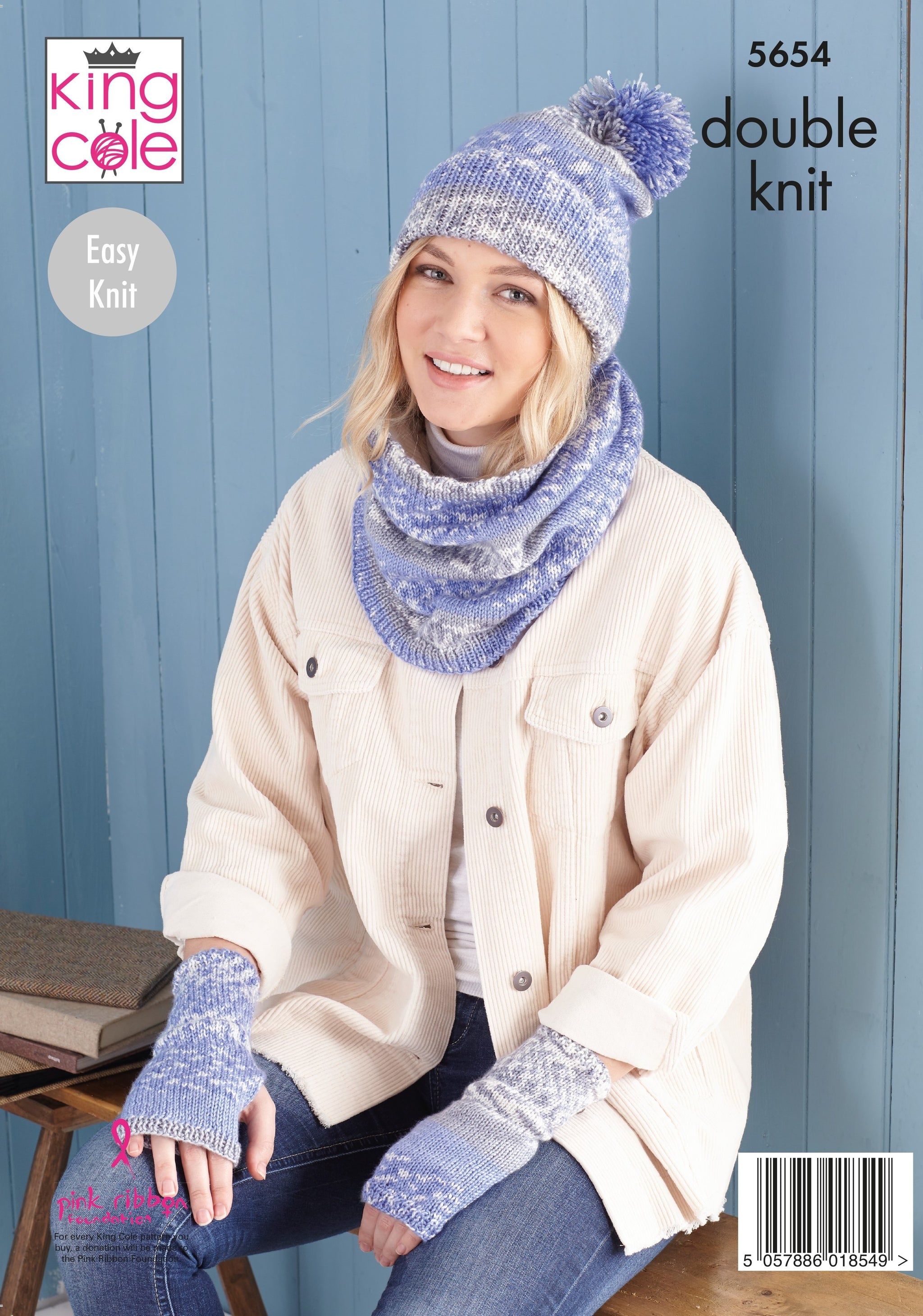King Cole 5654 Scarf, Wrist warmers, Hats, Mitts and Snood in Fjord DK Leaflet