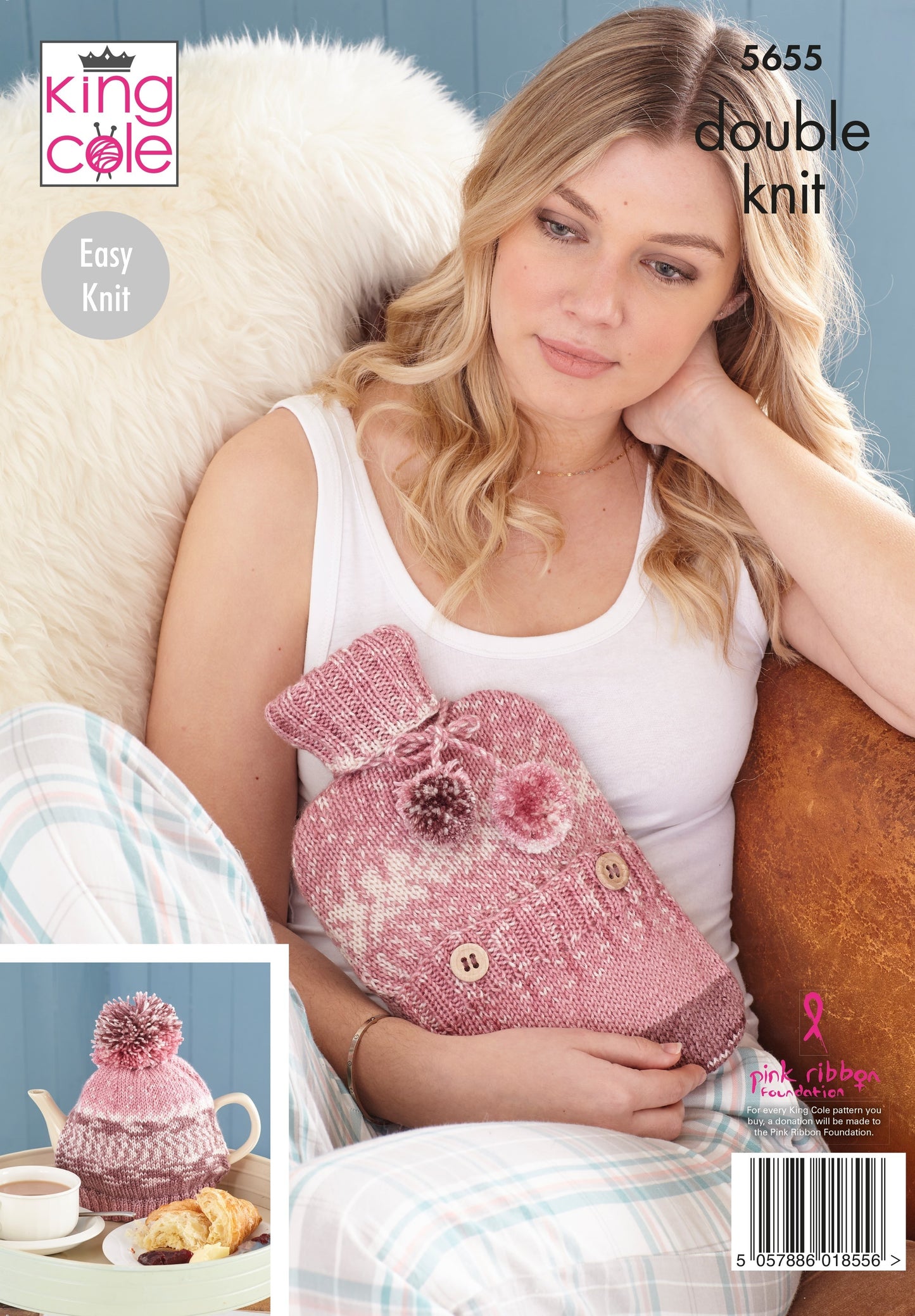 King Cole 5655 Cushion, Throw, Tea Cosy and Hot Water Bottle Cover in Fjord DK Leaflet