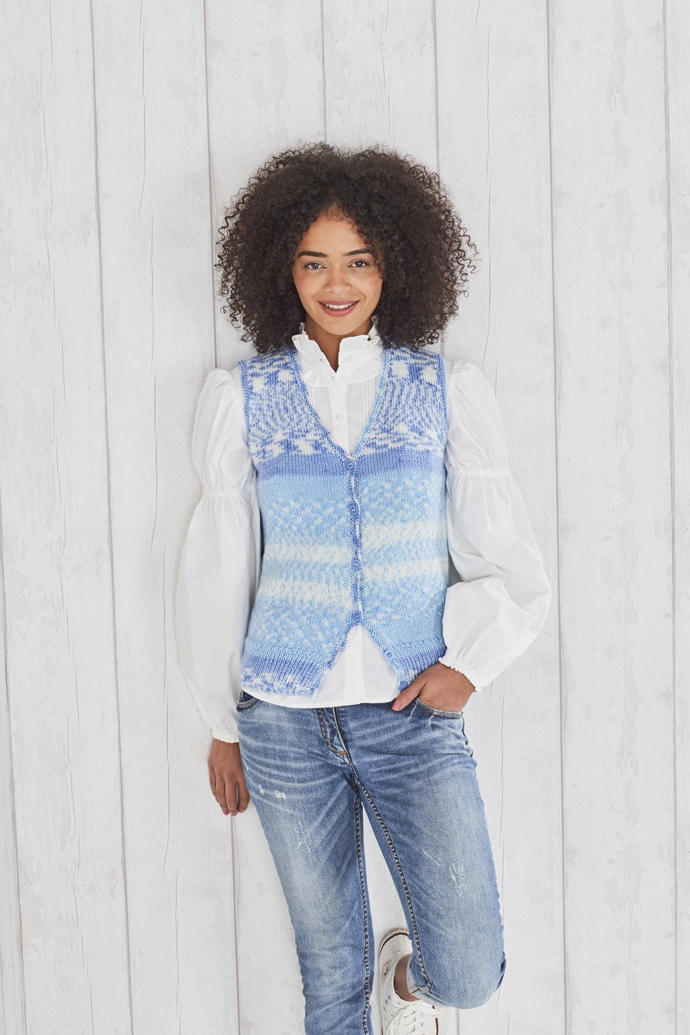 King Cole 5698 V Neck Cardigan and Waistcoat in Fjord DK Leaflet