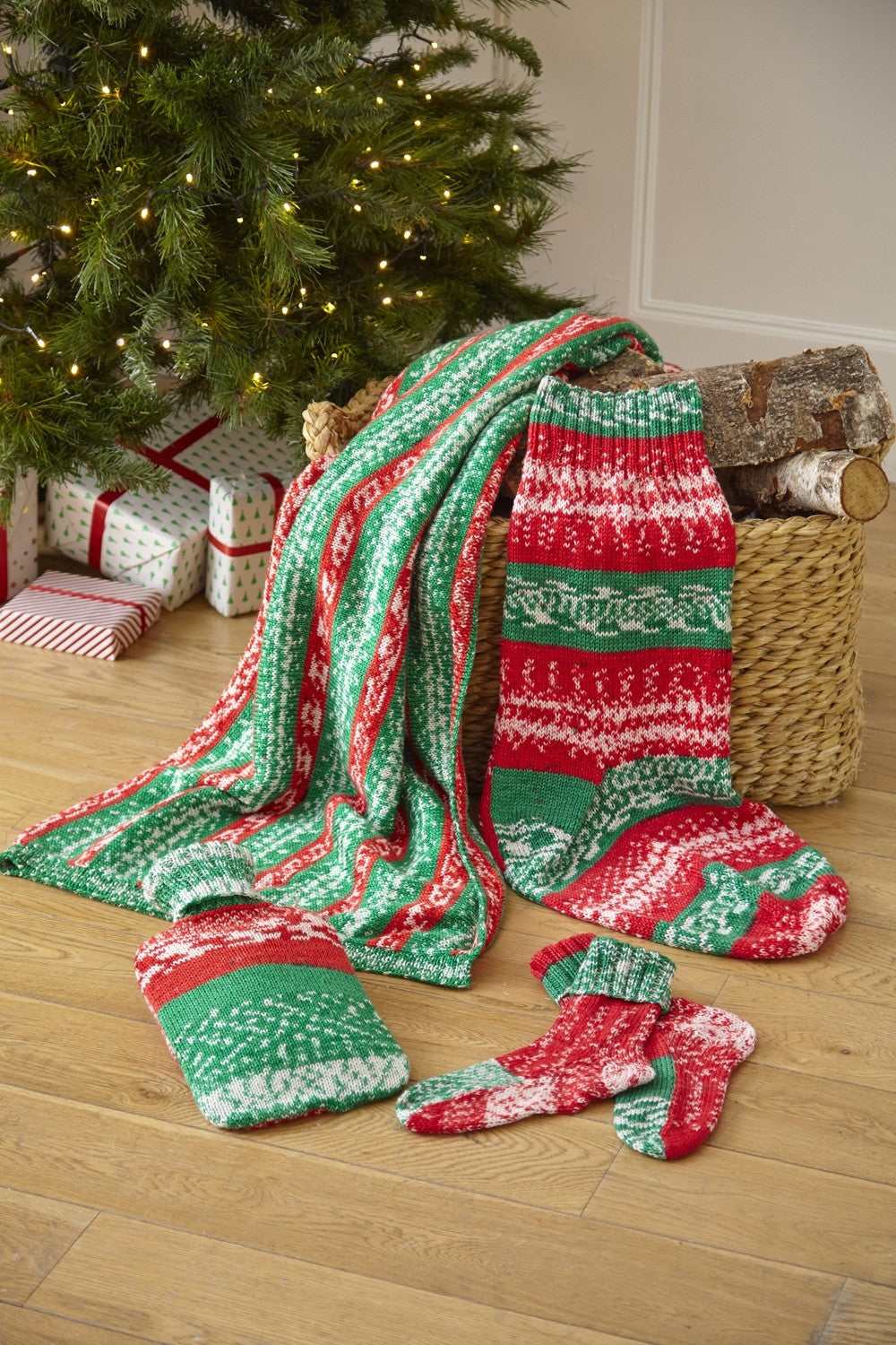 King Cole 5942 Blanket, Socks, Stocking and Hot Water Bottle Cover in Fjord DK Leaflet