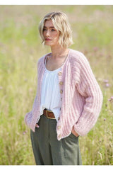 King Cole 6596 Sweater, Cardigan and Scarf in Flair Solo Chunky Leaflet