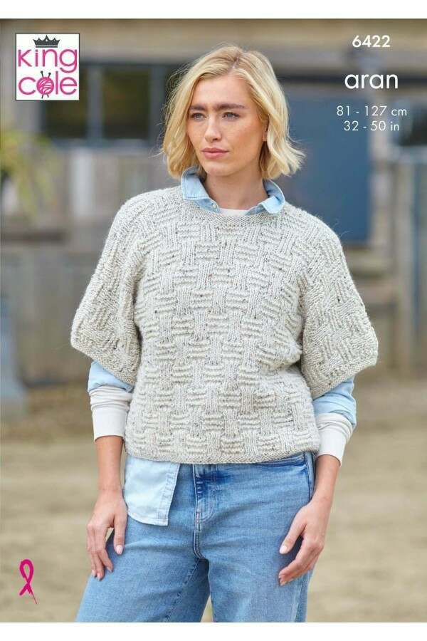 King Cole 6422 Sweaters in Homespun Aran Leaflet