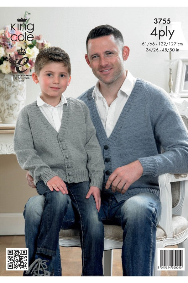 King Cole 3755 Family Cardigan and Sweaters in Merino Blend 4 Ply Leaflet