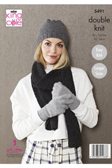 King Cole 5491 Ladies Sweater, Hat, Scarf and Gloves in Natural Alpaca DK Leaflet