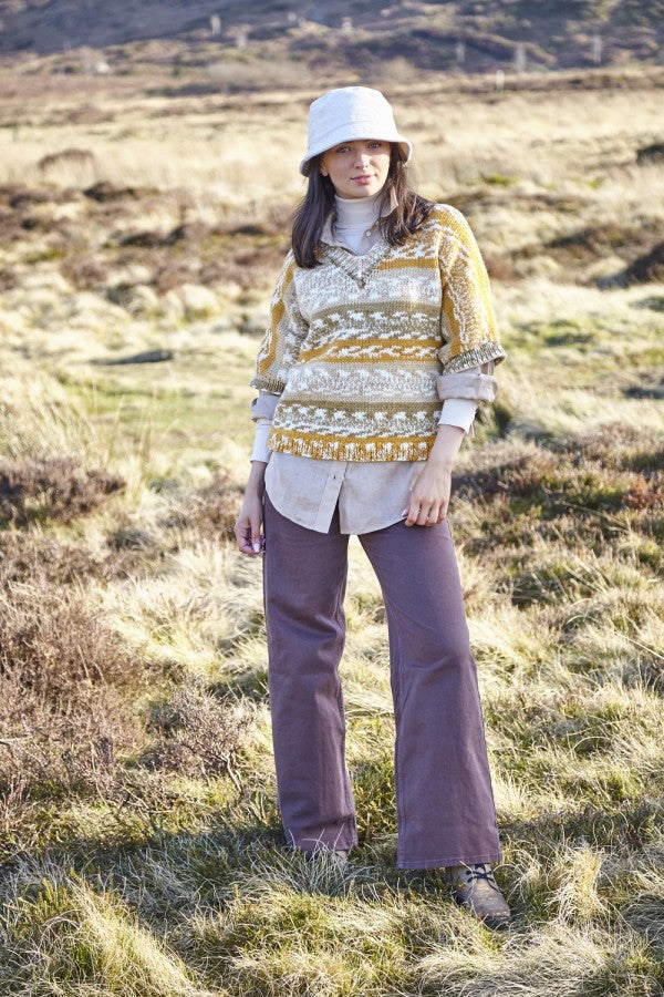 King Cole 5904 Ladies Round and V Neck Sweaters in Nordic Chunky Leaflet