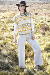 King Cole 5905 Ladies Round, V Neck and Turtle Neck Tanks in Nordic Chunky Leaflet